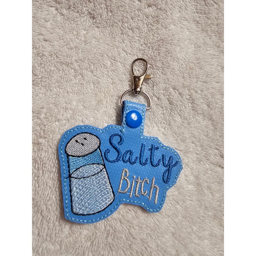 Salty Btch Keychain Funny Embroidered Keyring‎ Novelty Gift Accessory